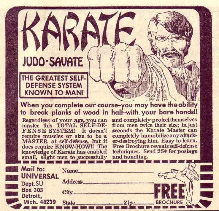 Old print ad for karate training