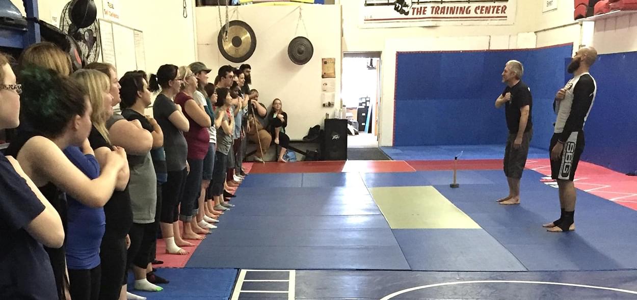 Self defense coaches leading a seminar in Edmonton, Alberta
